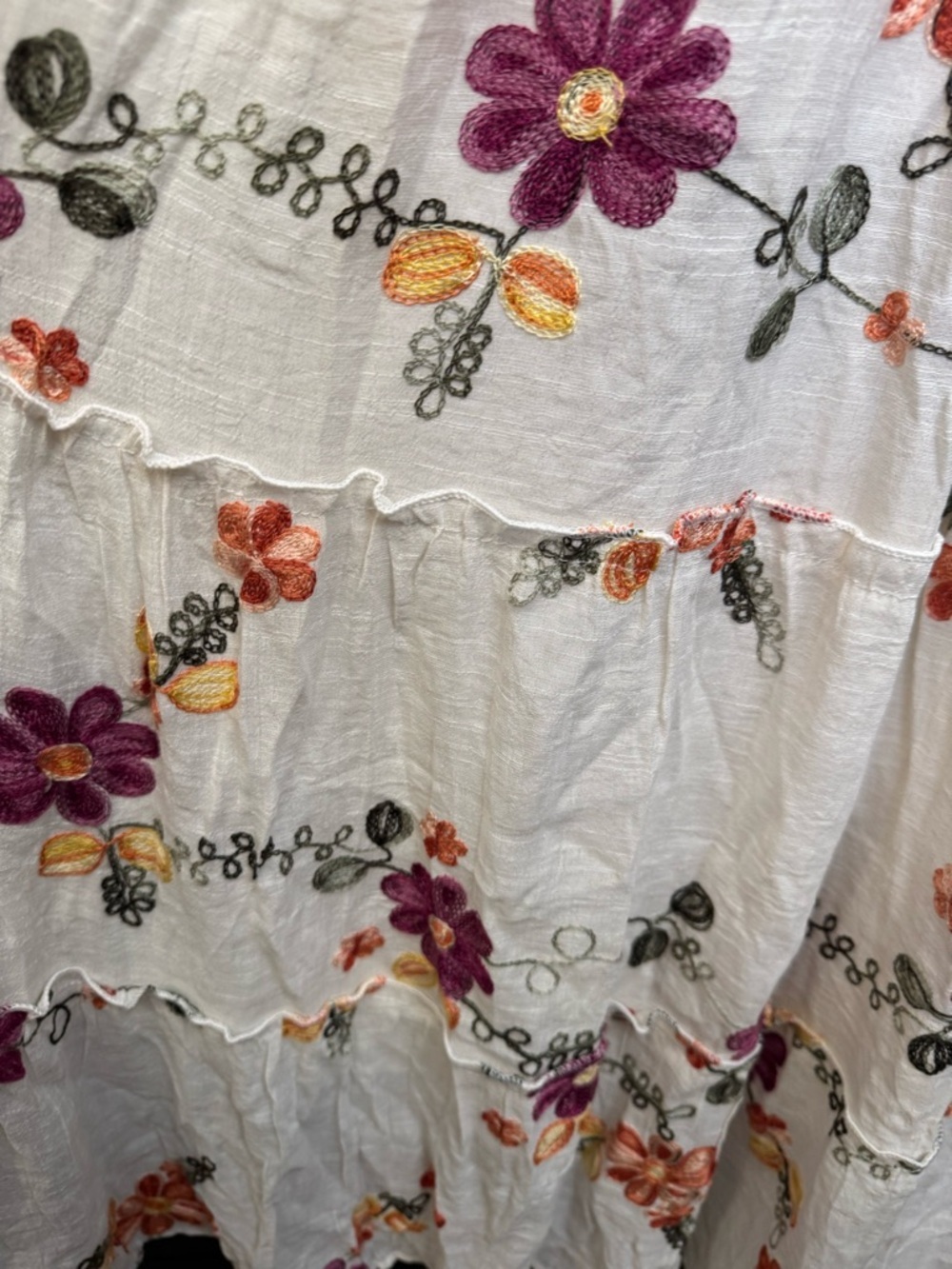Anthropology Kindred White Floral Embroidered Peasant Maxi Dress - Picture 7 of 9